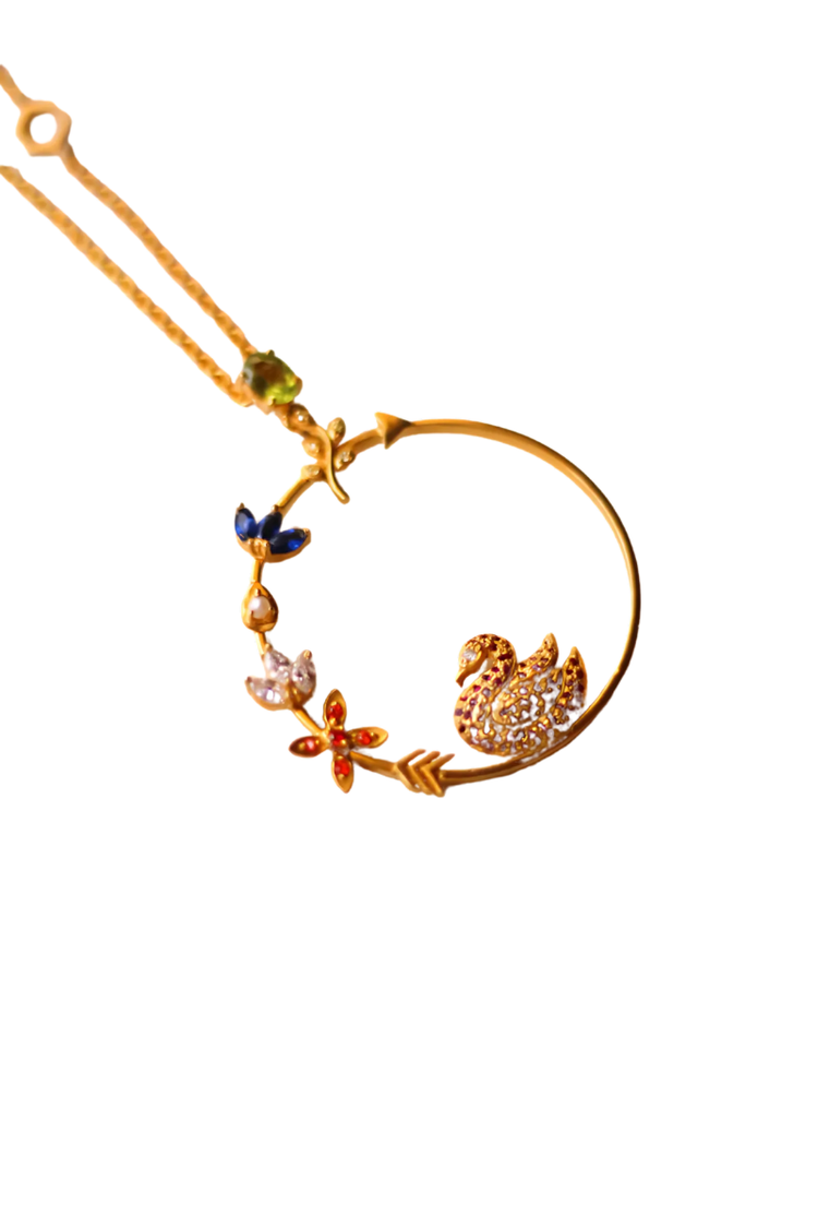 Hamsa Seated In Kamadeva's Arrow Necklace (Gold-plated)
