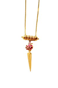 Hamsa Taweez Spike Long Necklace (Gold-plated)