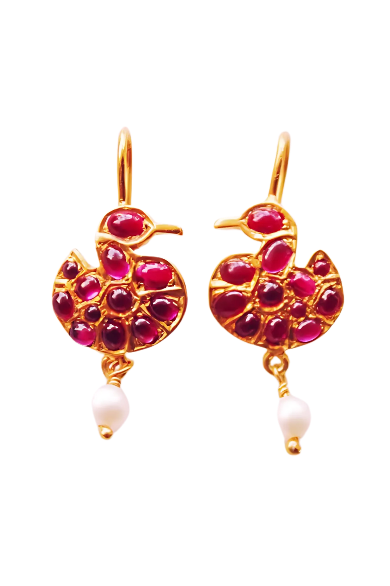 Hamsa With Pearl Hoop Earrings (Gold-plated)
