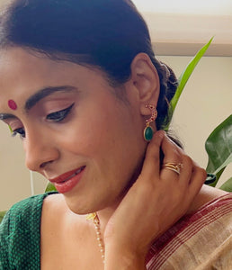 Chandrika-Moon and Green Onxy Earrings