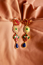 Load image into Gallery viewer, The Gayatri Lotus Ganesha Lapis Jadau Celebration Earrings
