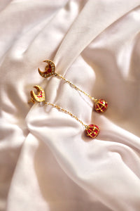 The Radha Crescent Chandelier Jadau Earrings