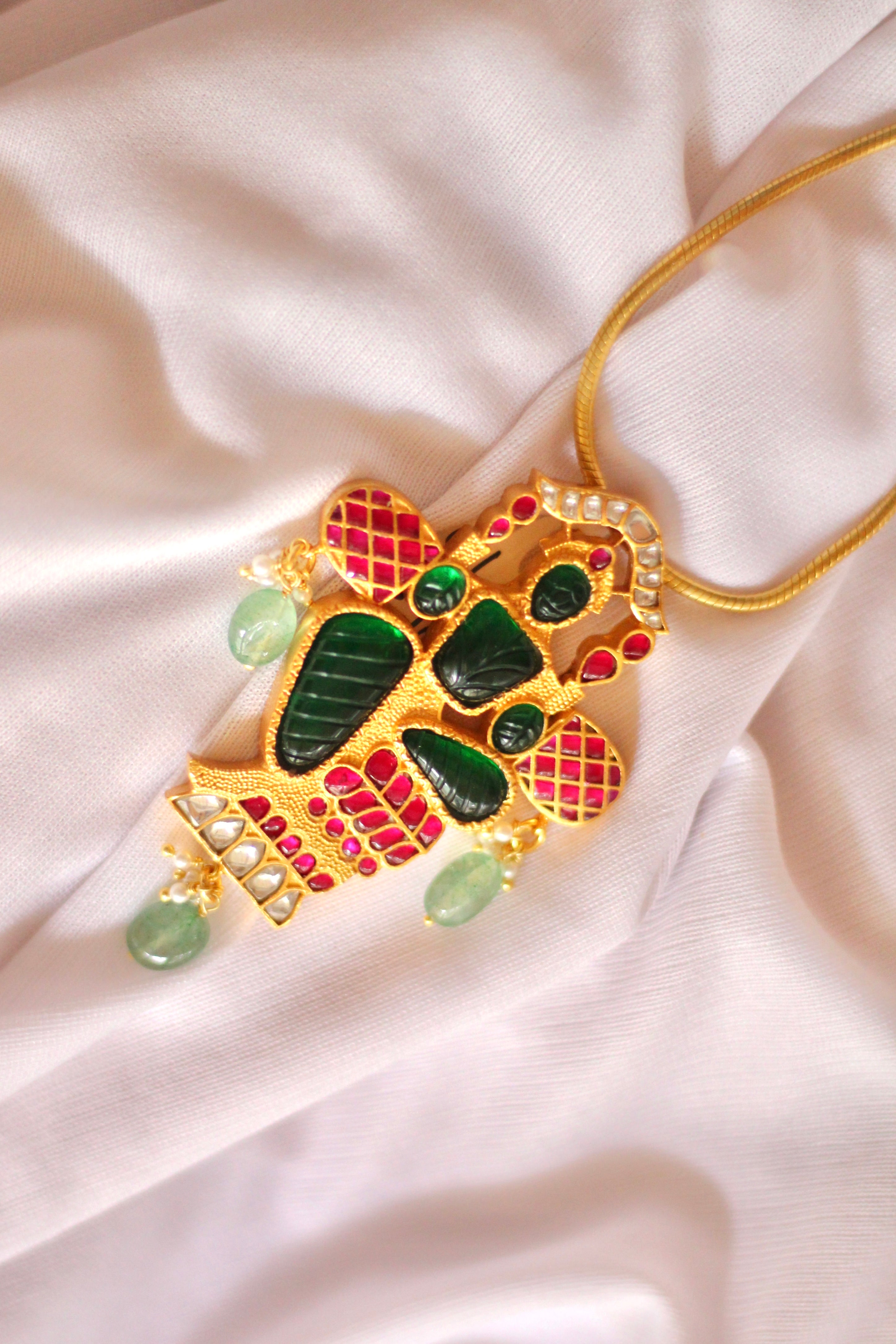 The Priya Sage Green Meets Jadau Pendent