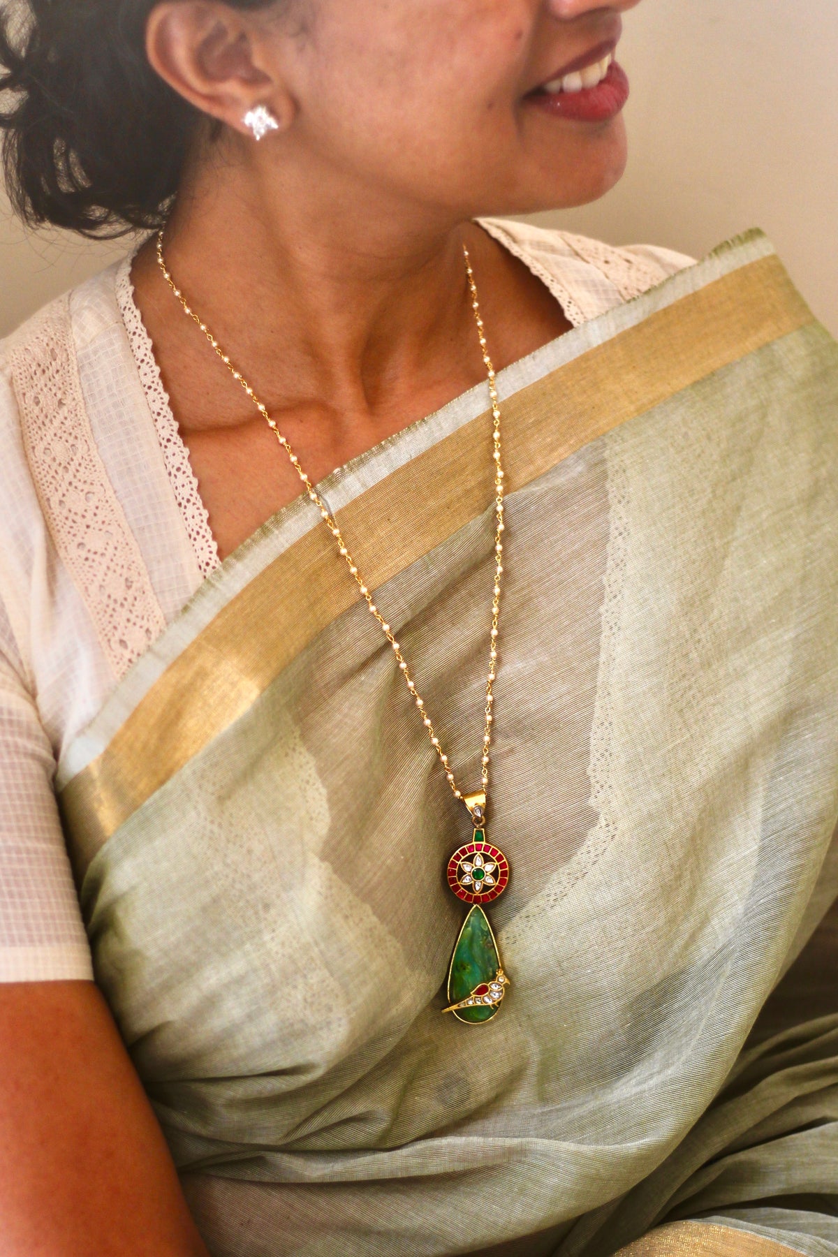 The Devika Parrot’s Abode Jadau Pendant