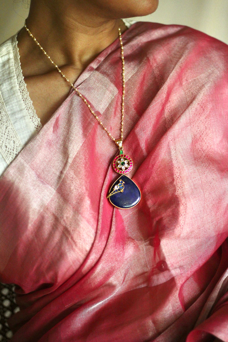 The Asha Parrot’s Abode Lapis Jadau Pendant