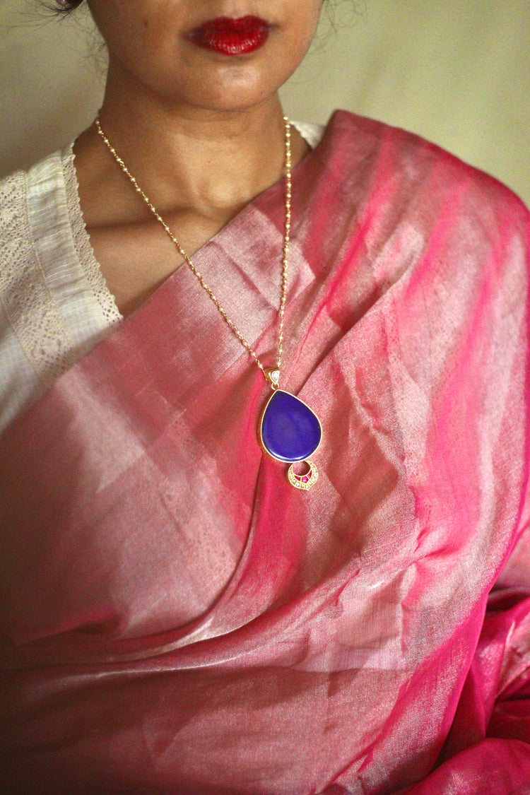 Jyotsna Lapis Droplet Jadau Pendant