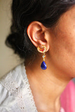 Load image into Gallery viewer, The Meera Lapis Jadau Crescent Earrings
