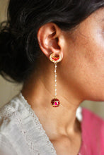 Load image into Gallery viewer, The Radha Crescent Chandelier Jadau Earrings

