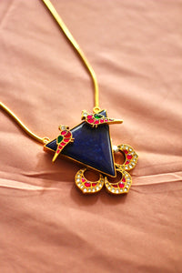 The Mohini Birds in Love Lapis Triangle Jadau Pendant