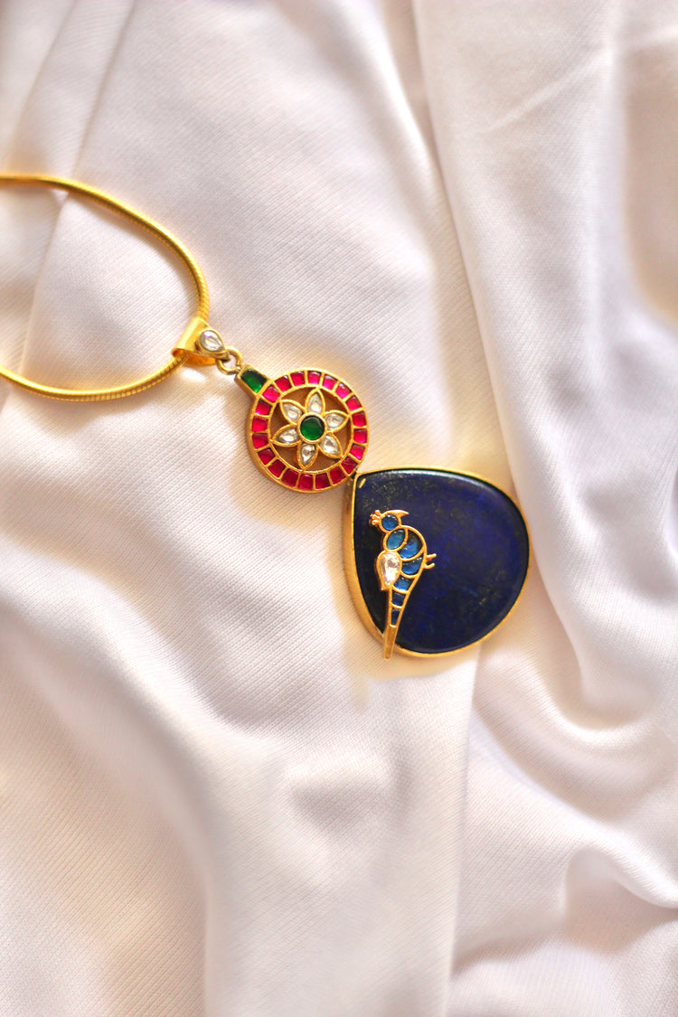 The Asha Parrot’s Abode Lapis Jadau Pendant