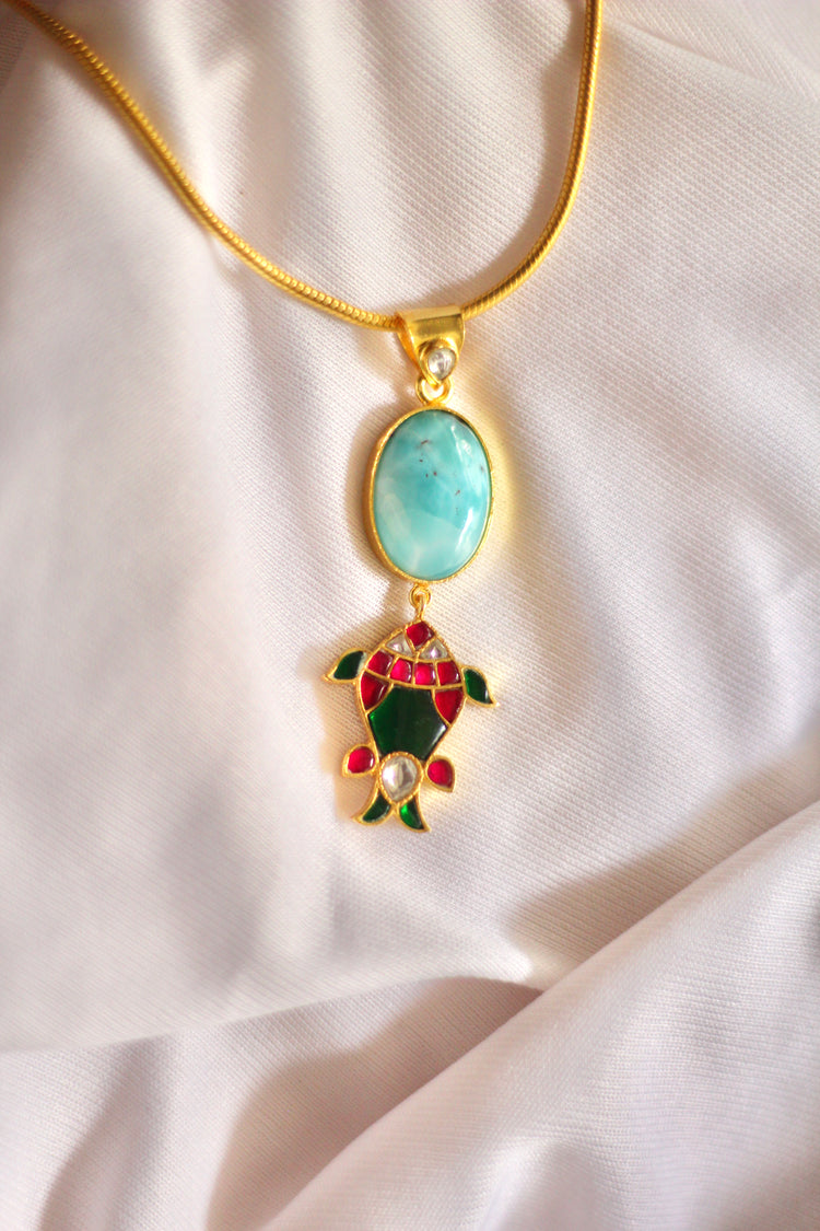 The Vasanti Azure Matsya Jadau Pendant