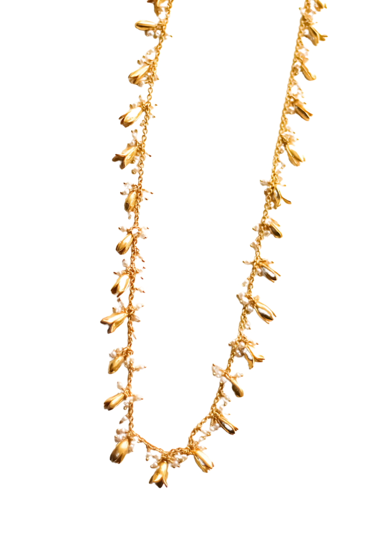 Jasmine Long Garland Necklace (Gold)