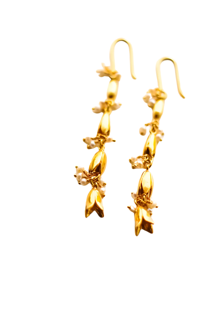 Jasmine & Pearl Hook Earrings (Gold)