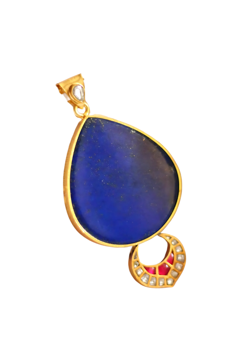 Jyotsna Lapis Droplet Jadau Pendant