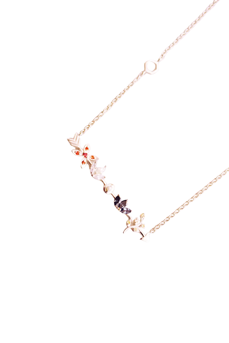 Kamadeva's Arrow With 5 Flowers Necklace (Silver)