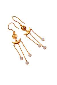 Lotus and Moon Hoop Earrings