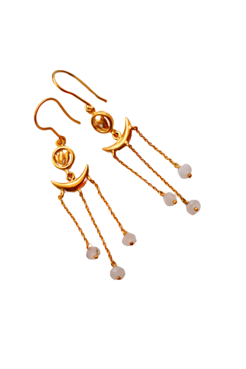 Lotus and Moon Hoop Earrings