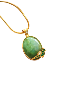 Malini Green Parrot In A Sea of Green Jadau Pendant