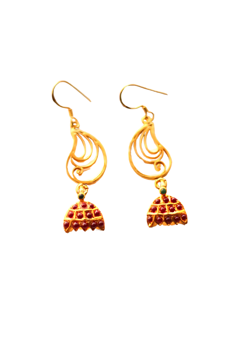 Mango Filigree Temple Hoop Earrings (Gold-Plated)