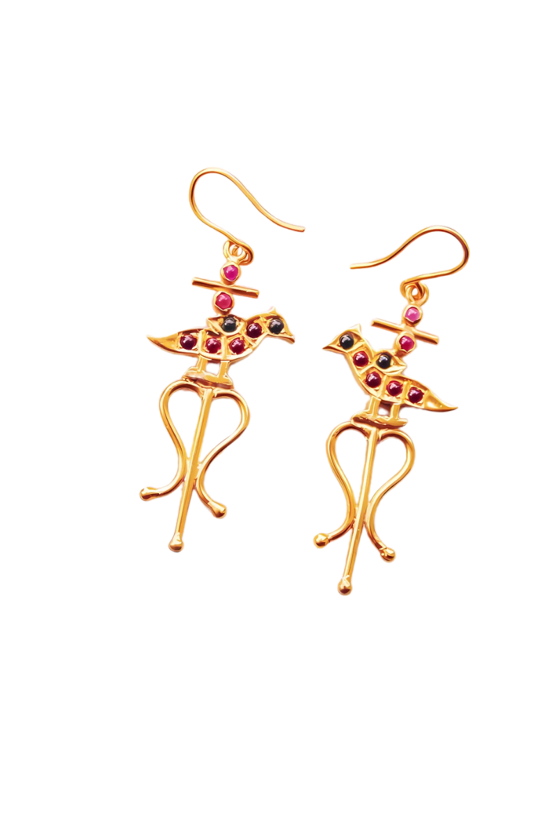 Meenkashi Parrot Hoop Earrings (Gold-plated)
