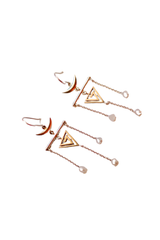 Moon Triangle Hoop Earrings- Silver