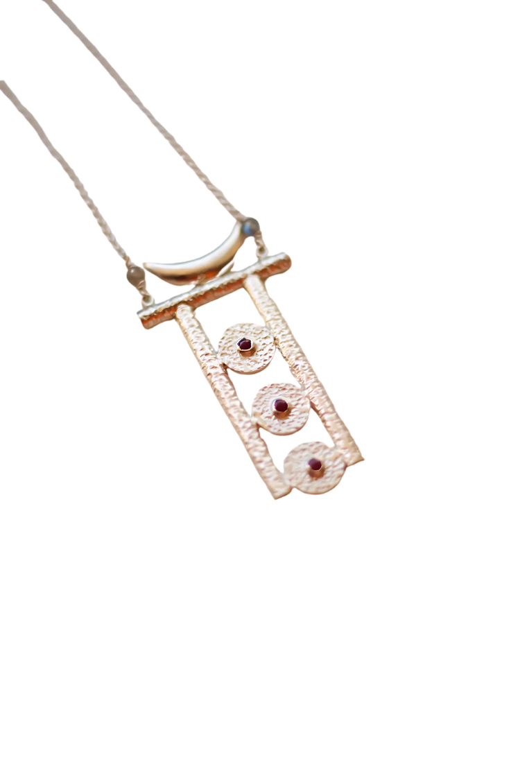 Moon and Beaten Coin Tantra Song Necklace