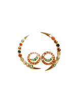 Load image into Gallery viewer, Navaratna Crescent Stud With Connected Moon
