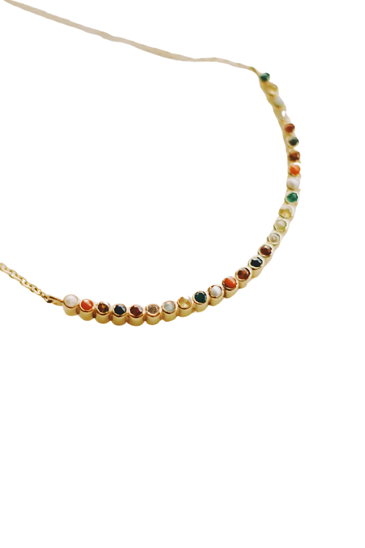 Navaratna Lunar Cycle Arc Necklace