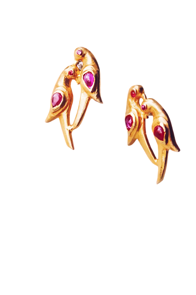 Parrots In Love Stud (Gold-plated)