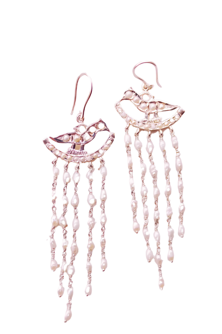 Pearl Meenakshi Hoop Earrings With Rice Pearls