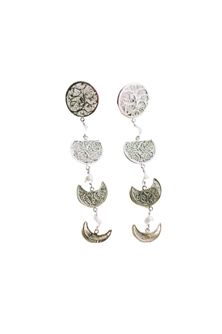 Phases of the Moon Earrings With Pearls
