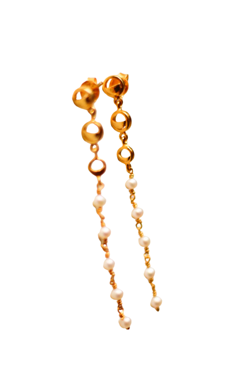 Phases of the Moon Pearl Earrings (Gold-Plated)