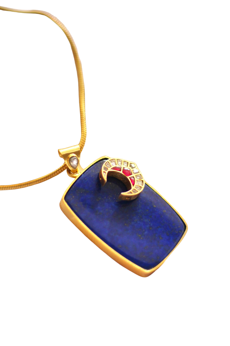 Rajkumari Lapis Window with a View of a Jadau Moon Necklace