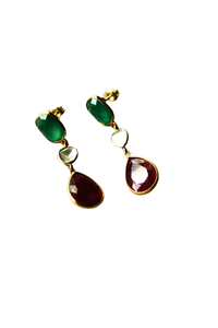 Ruby Emarald Trio Polki Earrings