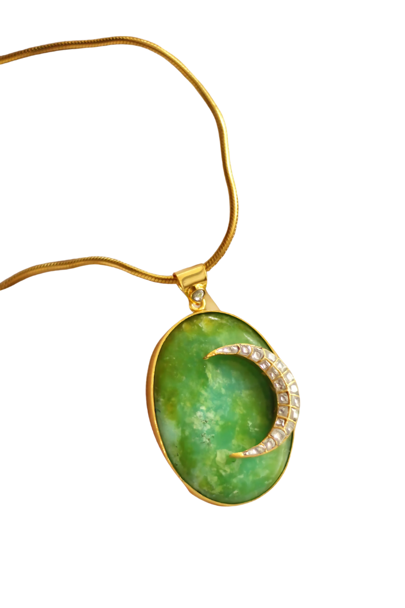Shalini Crescent on a Sea of Green Pendant