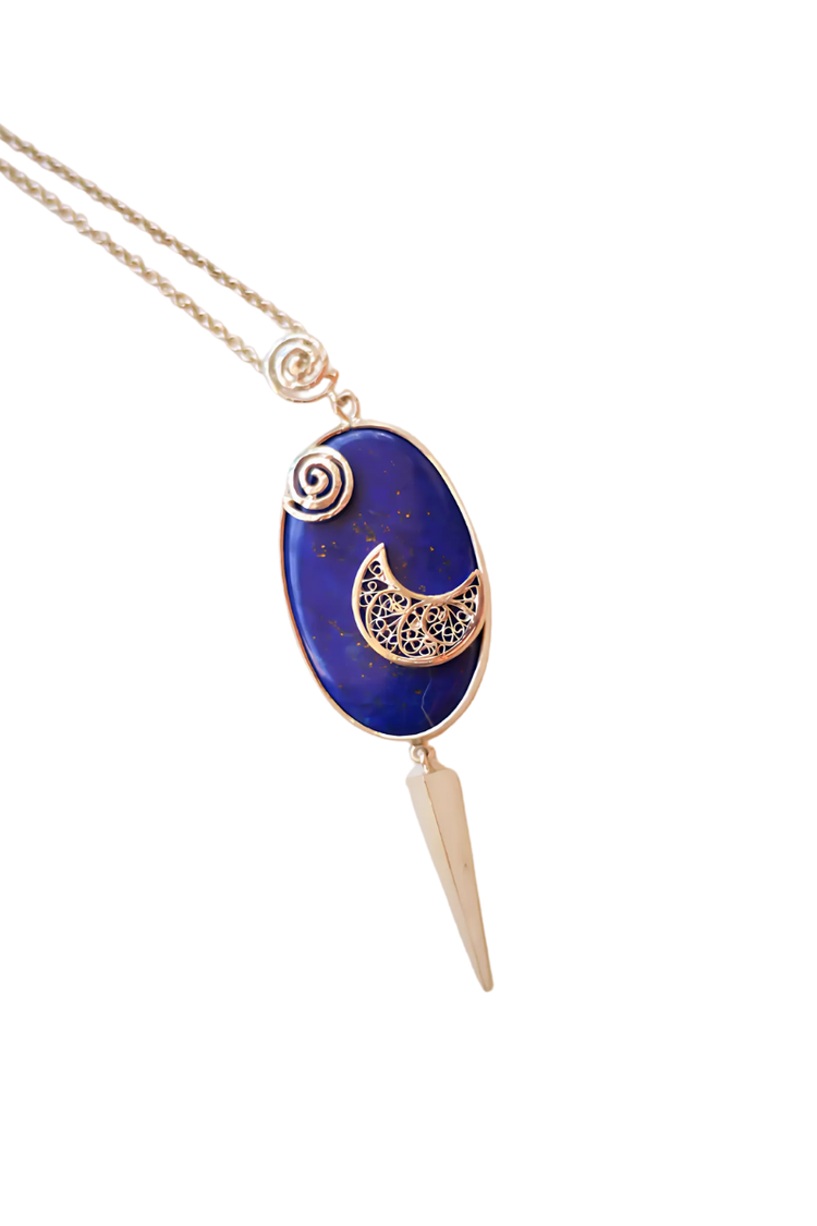 Spiral Moon Lapis Lazuli Warrior Necklace