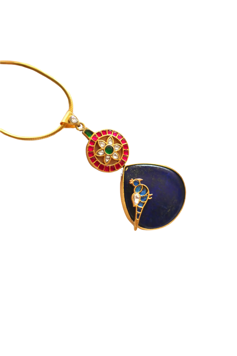 The Asha Parrot’s Abode Lapis Jadau Pendant