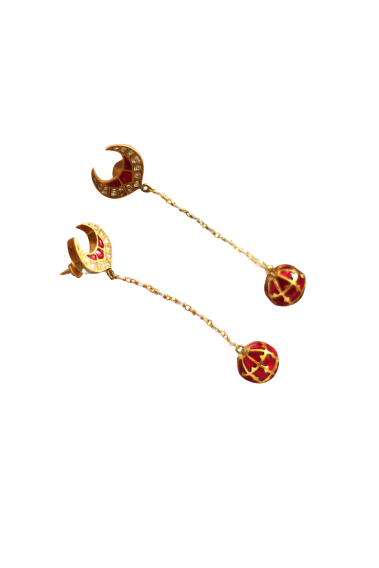 The Radha Crescent Chandelier Jadau Earrings