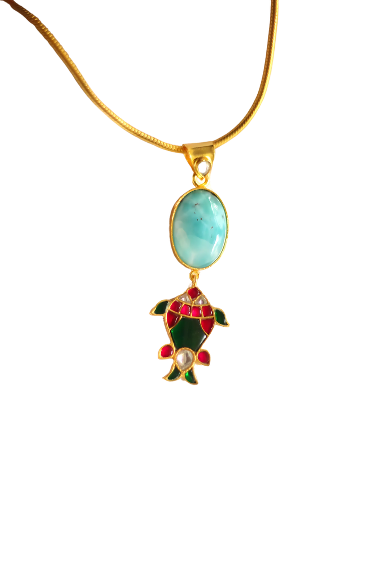 The Vasanti Azure Matsya Jadau Pendant
