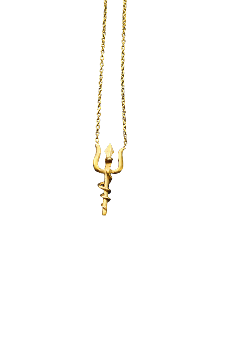 Trident Trishul With Naga Necklace (Gold-Plated)