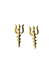 Trishul Stud Coiled With Naga Stud (Gold-Plated)