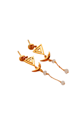 Trishul Triangle & Lotus On Moon Earrings