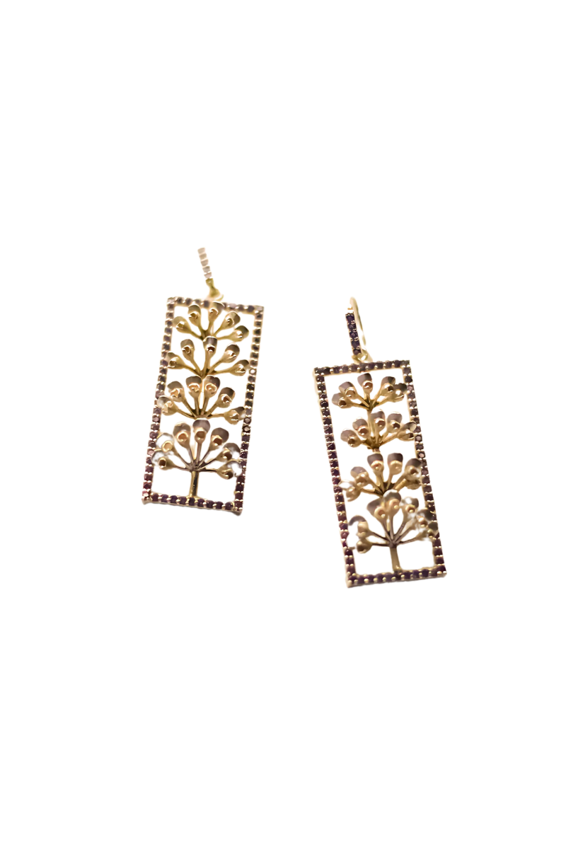 Tulsi Flowering Buds Earrings (Silver)
