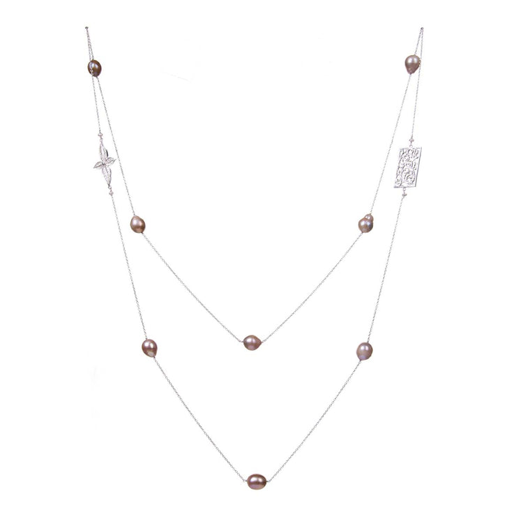 Filigree Baroque Pearl Charm Necklace
