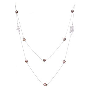 Filigree Baroque Pearl Charm Necklace