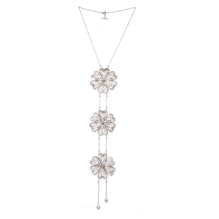 Filigree Flower Tie Necklace