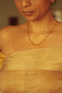 Bheeja Necklace with Rice Grains & Tourmaline Beads- Gold-plated