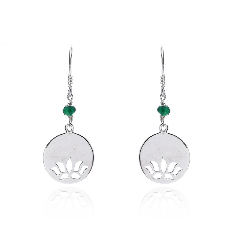 Lotus Disc Danglers With Onyx Beads