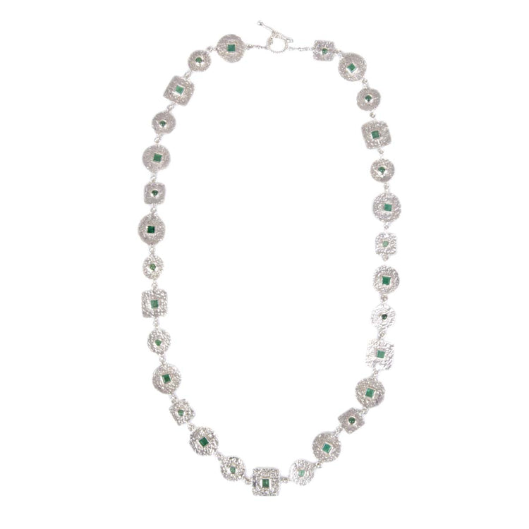 Beaten Coin Modern Kasai Mala Emerald Necklace