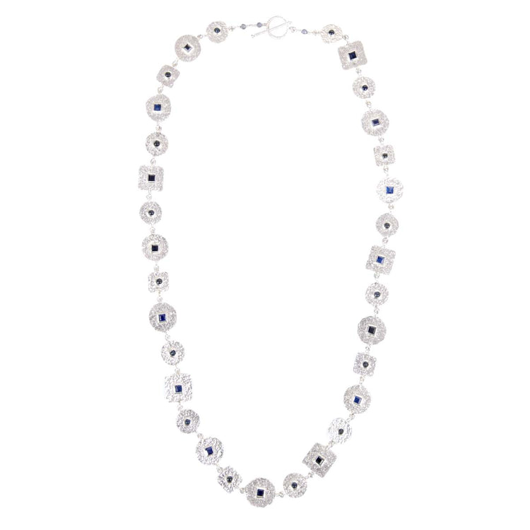 Beaten Coin Modern Kasai Mala Sapphire Necklace